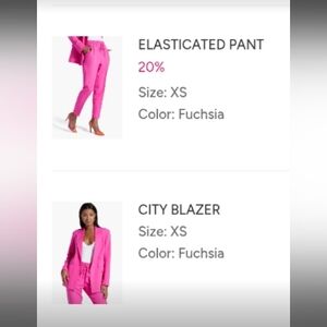 Shoe Dazzle Fuchsia City Blazer & Pant  Set (Mini-Lot) Women's Size XS